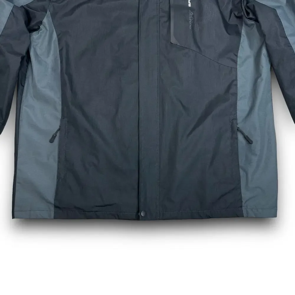 TEZO Mens Windbreaker Rain Jacket Water Resistant Removable Hood Black Gray XL